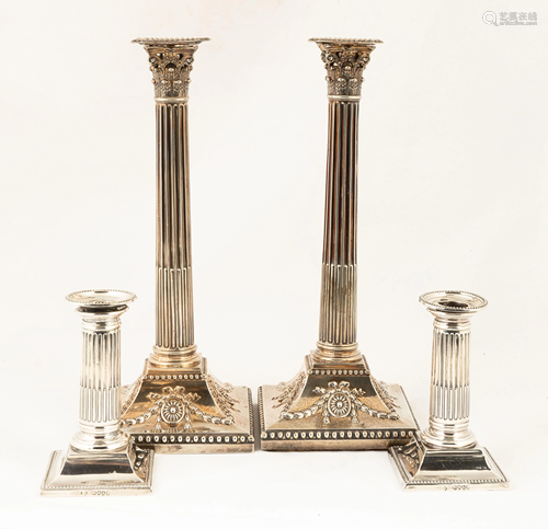 Pair of Early English Corinthian Column Candle…