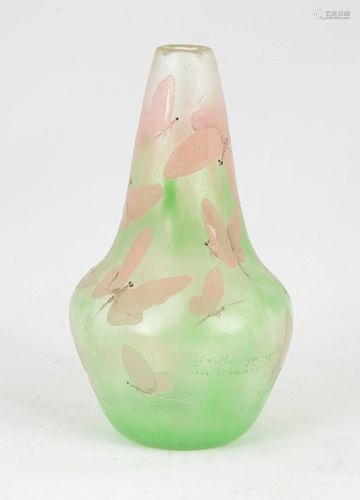 French Cameo Vase with Butterflies