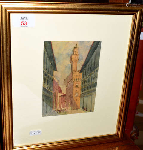 Fiorenza Cangetti (20th century)Venetian viewwatercolour, initialled lower right15 x 11cm