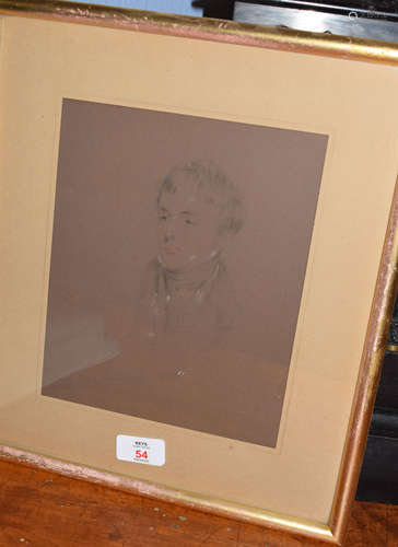 English School (19th century)Head and shoulders portrait of a gentpencil drawing22 x 18cm