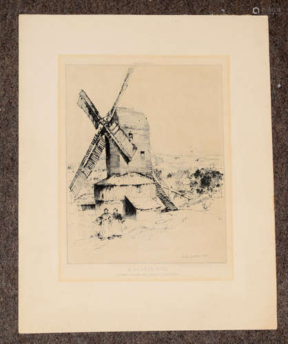 Charles John Watson RE (1846-1927) A Sussex Mill, black and white etching, signd in pencil to