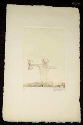 AR Peter Stevenson (20th Century)Fantasy figure, artist proof etching, signed and dated 1970 in