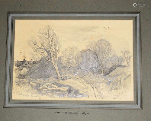 Henry Bright (1810-1873), 'At Betchworth, Surrey', pencil drawing, signed lower right, inscribed