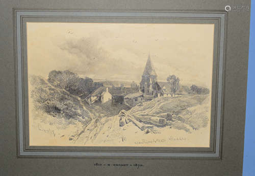 Henry Bright (1810-1873), 'Near Benstead, Sussex', pencil drawing, signed lower left, inscribed with