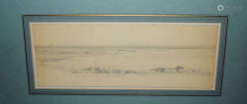 Henry Bright (1810-1873), 'Blakeney', pencil drawing, 13 x 34cm, mounted but unframed