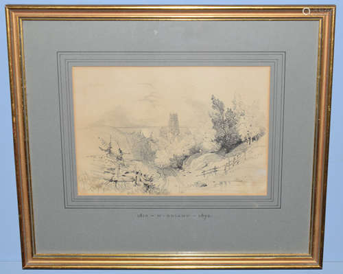 Henry Bright (1810-1873), 'Cromer Church', pencil drawing, signed lower left, 17 x 25cm, Provenance: