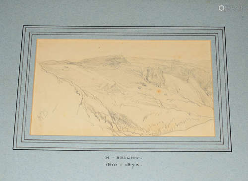 Henry Bright (1810-1873), Landcsape Studies, two pencil drawings, both monogrammed lower left, 16