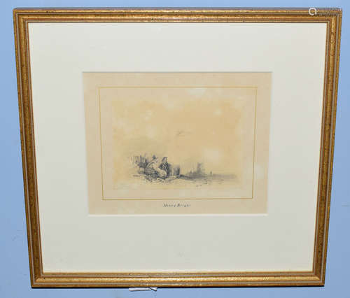 Henry Bright (1810-1873), Coastal Scenes, pair of pencil drawings, one signed and dated '87 lower