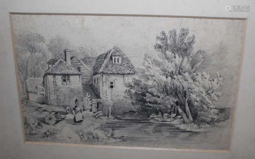 John Berney Ladbrooke (1803-1879), Country Scenes etc, group of six pencil drawings, some signed,