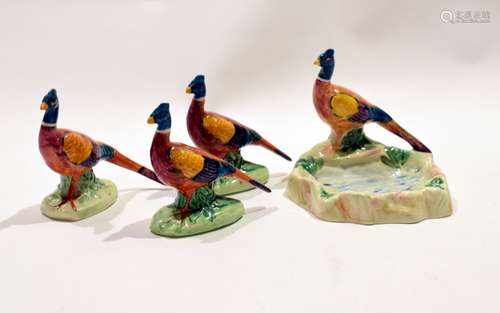 Beswick ashtray modelled as a pheasant and three further Beswick models of pheasants (4)