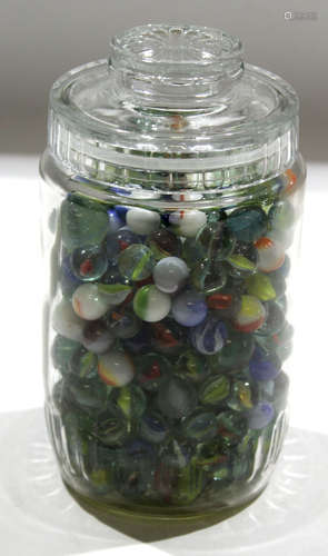 Glass jar of marbles