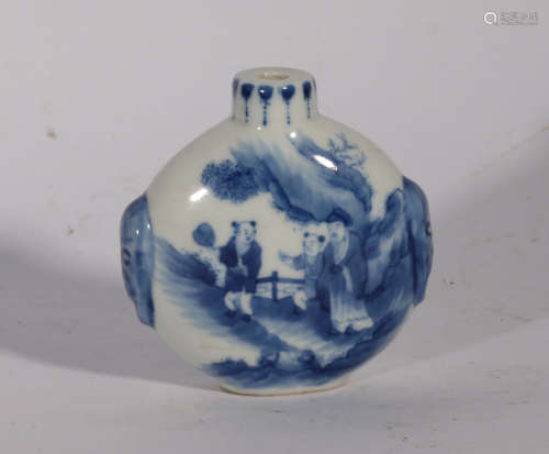 A BLUE AND WHITE SNUFF-BOTTLE QIANLONG PERIOD