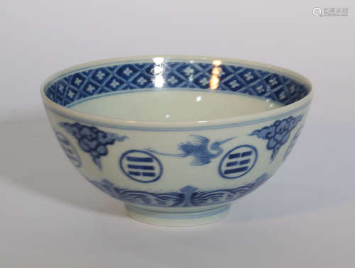 A BLUE AND WHITE BOWL JIAQING PERIOD