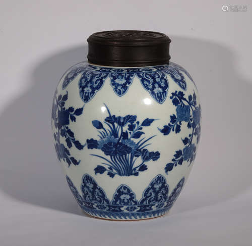 A BLUE AND WHITE JAR QIANLONG PERIOD