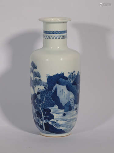 A BLUE AND WHITE MALLET VASE KANGXI PERIOD