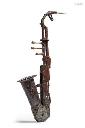 Fíel dos Santos(Mozambican, born 1972) Saxophone 70 x 13 x 37cm (27 9/16 x 5 1/8 x 14 9/16in).