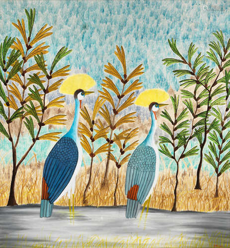 Mulongoy Pili Pili(Zairian, born 1914) Two herons unframed.