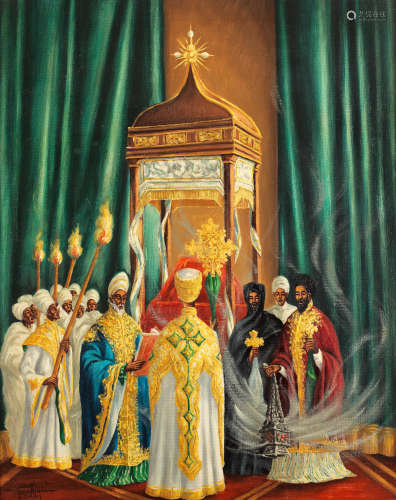 Afewerk Tekle(Ethiopian, 1932-2012) An Orthodox Service
