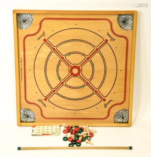 Vintage Carrom Wood Game Board, Piece…