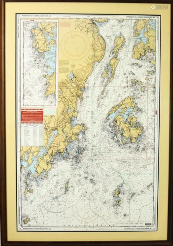 Framed Navigational Chart Water Locations Mai…