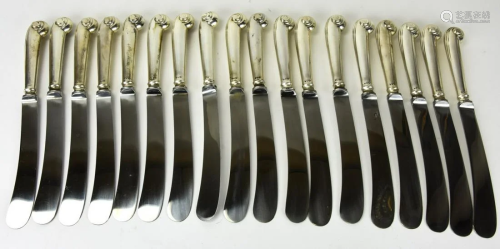 English Sterling Silver Set of 18 Knives