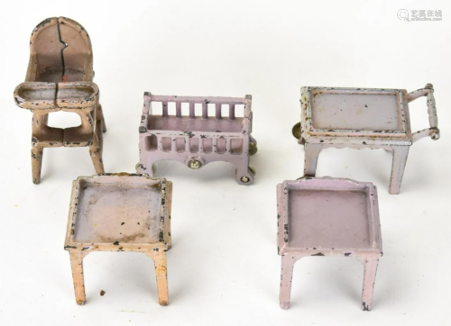 Collection of Kilgore Metal Dollhouse Furniture