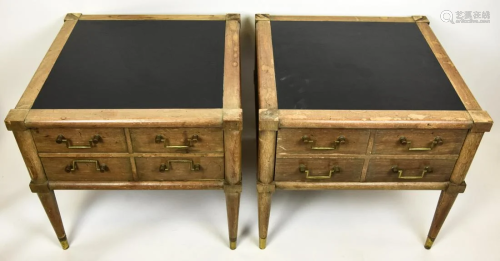 Mid Century Pickled Pine 2 Drawer Night Stands