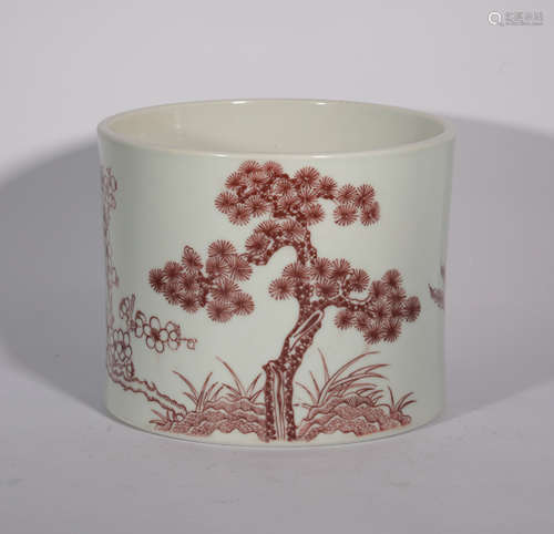 A COPEPR RED BRUSH-POT KANGXI PERIOD