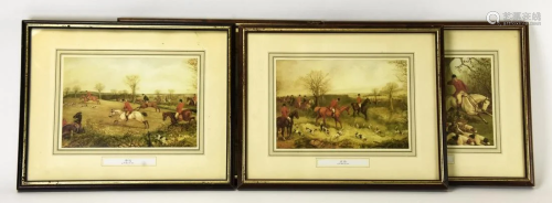 4 Vintage English Equestrian Hunt Prints