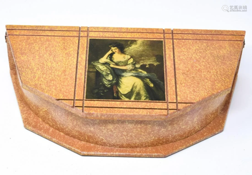 Vintage Jewelry Box - Wood & Lithographed Scene
