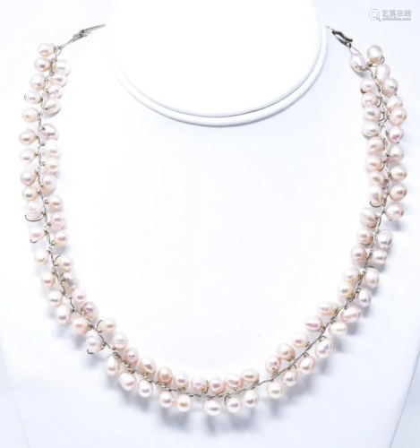 Baroque Pearl & Sterling Hand Made Chok…