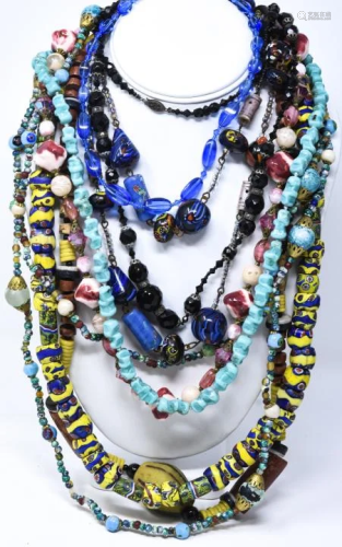 Group Vintage Art Glass Costume Jewelry Ne…