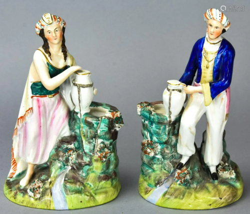 Pair of Antique 19th C Staffordshire Statues