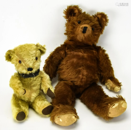2 English Mohair Stuffed Animal Teddy Bears