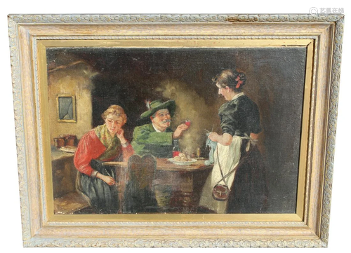 19th C. European School Interior Scene Paint…