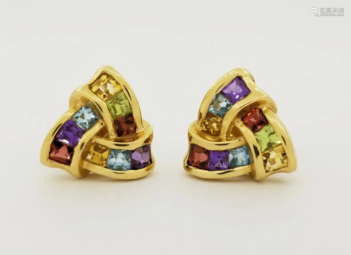 14K Gold Multi-Stone Earrings