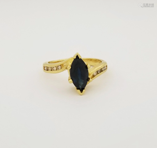 14K Gold Sapphire & Diamond Ring