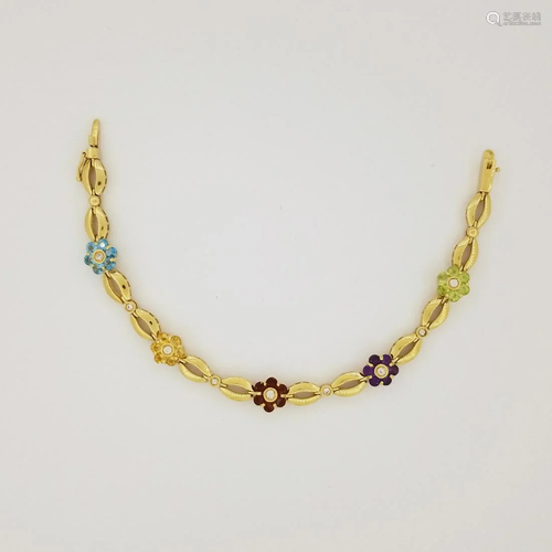 14K Gold Multi-Stone & Diamond Bracelet