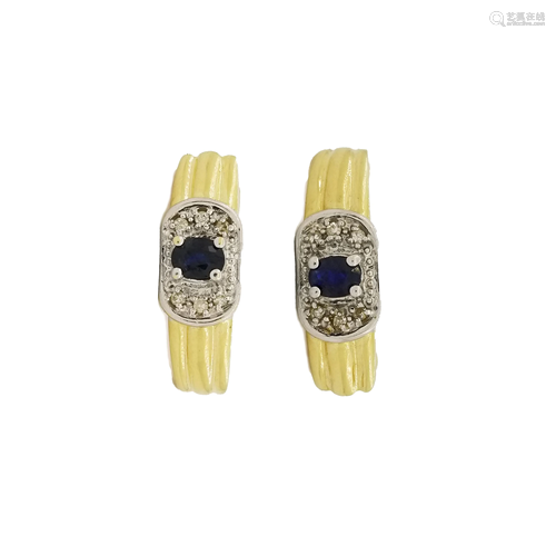 10K Gold Sapphire & Diamond Earrings