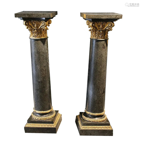 Pair, Large Neoclassical Marble Overl…