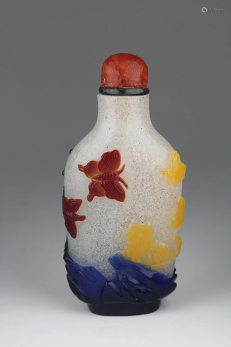 Unusual 18th C. Six-Color Chinese Snuff Bottle