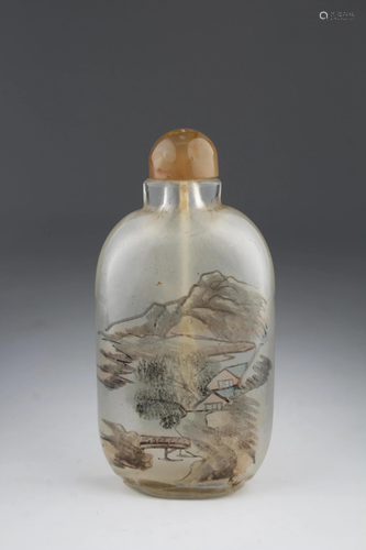 19th C Chinese Interior Painted Glass Snuff…