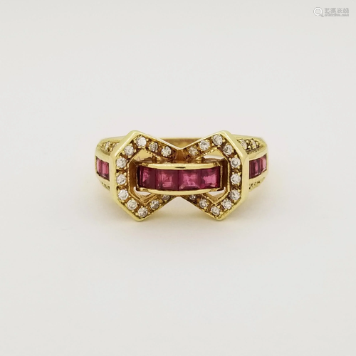 14K Gold Ruby & Diamond Ring