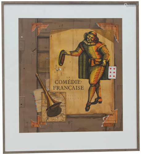 Large Trompe L'oeil Painting of a Jester