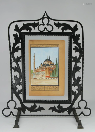 Framed Indian Mughal Manuscript Painting