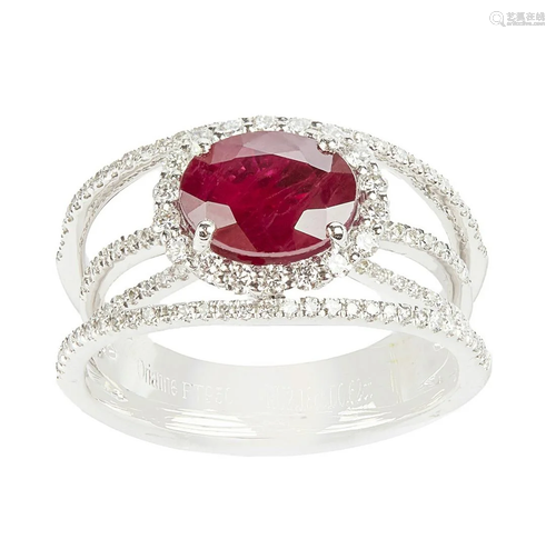 Genuine Ruby Platinum Ring