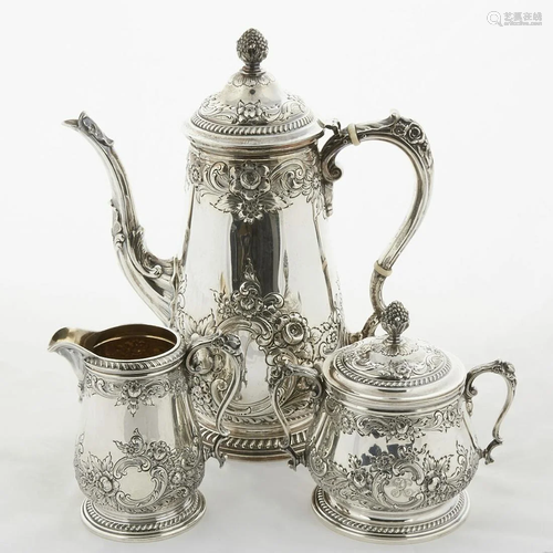 Grp: 3 Pc Tea Set Reed & Barton Sterling Silver