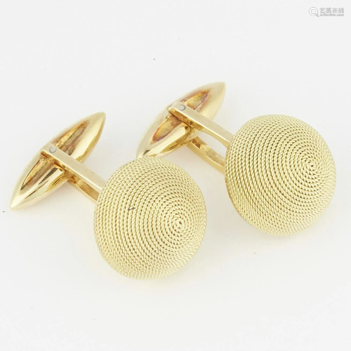 Pair of 18K Gold Textured Orb Cufflinks