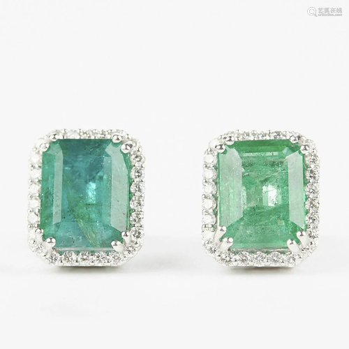 Emerald and Diamond Earrings