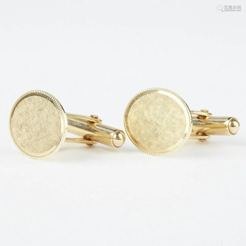 Pair of Oval 14K Gold Cufflinks